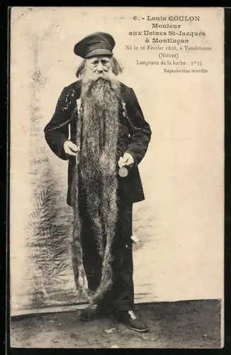 AK Exzentriker Louis Coulon mit langem Bart