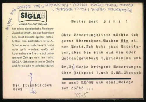 AK Reklame Siglas Windschutzscheibe, Auto mit Sprung in der Windschutzscheibe