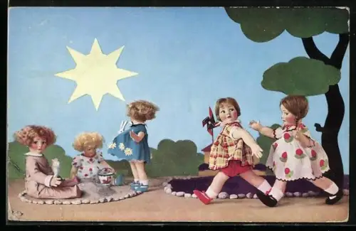 AK Puppen spielen im Sand