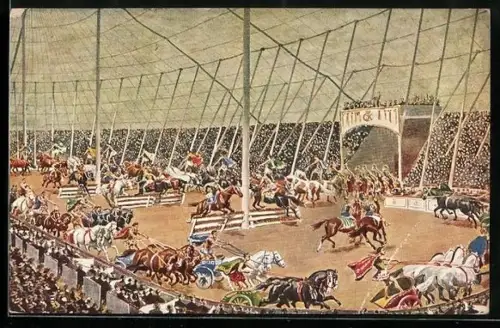 AK Riesen-Zirkus Krone, Circus Maxim II m. altröm. Arenaspielen & Wagenwettkämpfen