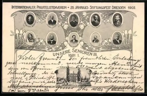 AK Dresden, Internationaler Philateslistenverein, 25-jähriges Stiftungsfest 1902, Unsere Senioren III