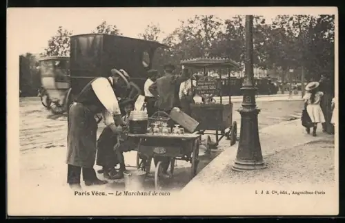 AK Paris Vécu, Le Marchand de coco, Strassenhändler