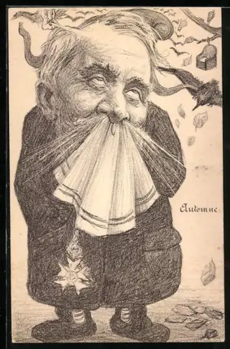 Künstler-AK Charles Denizard (Orens): Automne, Herbst, Karikatur