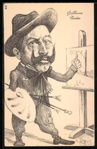 Künstler-AK Charles Denizard (Orens): Guillaume Peintre, Kaiser Wilhelm II. als Maler