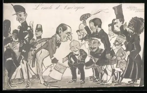 AK Zar Nikolaus II. von Russland trifft den amerikanischen Präsidenten, Karikatur