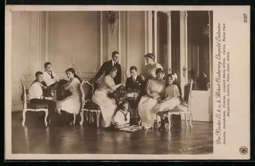 AK Die Kinder des Erzherzog Leopold Salvator von Österreich beim Schachspiel