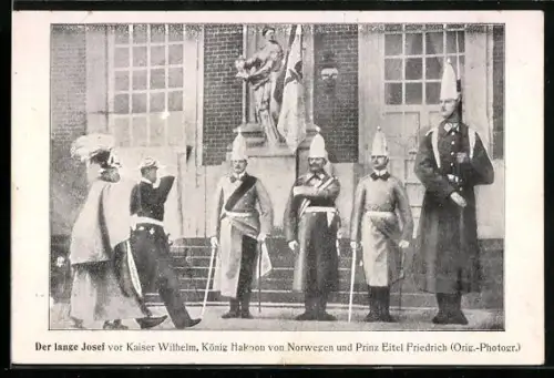 AK König Haakon von Norwegen mit Prinz Eitel Friedrich und dem langen Josef