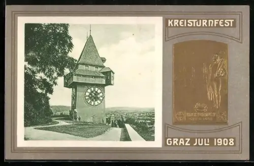 AK Graz, Kreisturnfest 1908, Uhrturm