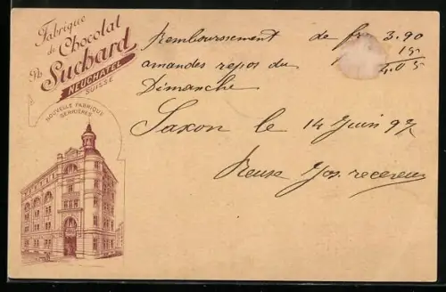 AK Neuchatel, Fabrique de Chocolat Suchard, Nouvelle fabrique Serrières, Kakao