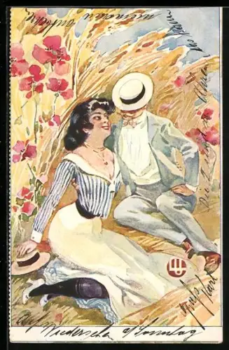 AK Liebespaar in den Dünen