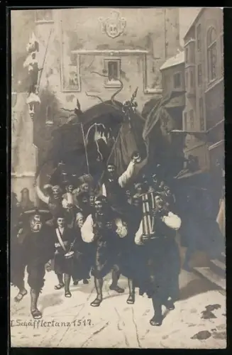 AK Schäfflertanz 1517, Ende der Pestzeit