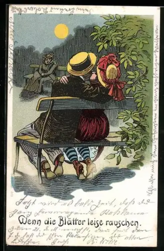 AK Liebespaare im Park bei Monschein, Erotik