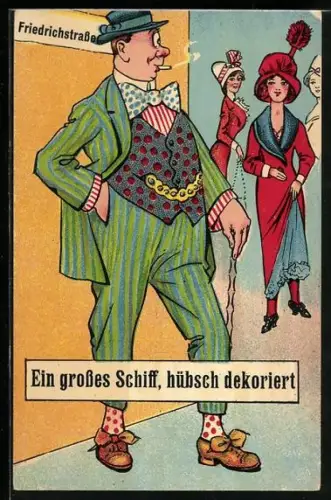 AK Mann schaut einem Fräulein nach, Erotik