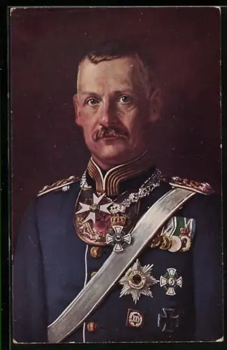 Künstler-AK Kronprinz Rupprecht von Bayern in Uniform mit Ringkragen und Orden