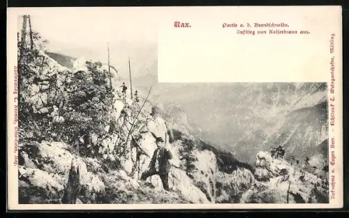 AK Kaiserbrunn, Bergsteiger an der Brandschneide im Rax