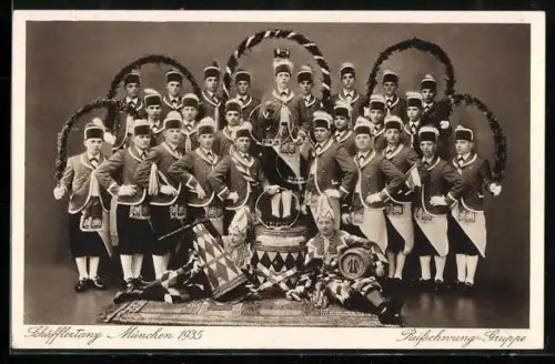 AK München, Schäfflertanz 1935, Reifschwung-Gruppe