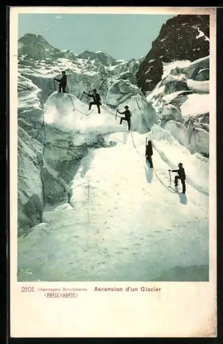 AK Ascension d`un Glacier, Bergsteiger bei Gletscherbesteigung