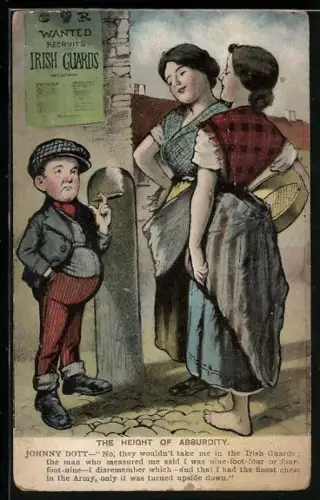 Künstler-AK Kleiner, korpulenter Mann raucht eine Zigarre bei zwei hübschen Frauen