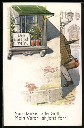 AK Vater geht aus dem Haus, Scherz