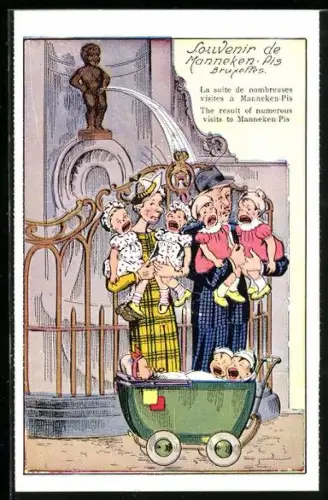 Künstler-AK La suite de nombreuses visites á Manneken-Pis, Toilettenhumor