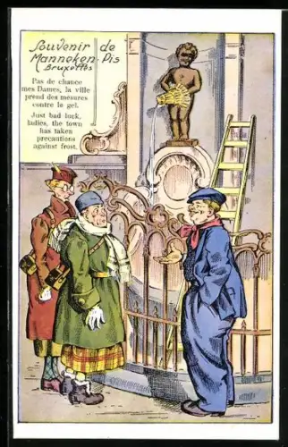AK Brüssel, Männeken-Pis mit älteren Leuten