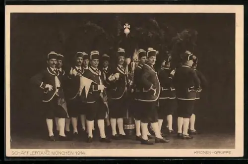 AK München, Schäfflertanz 1914, Kronengruppe