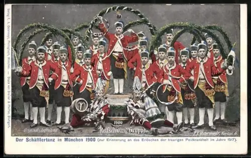 AK München, Schäfflertanz 1900, Reifschwung Gruppe