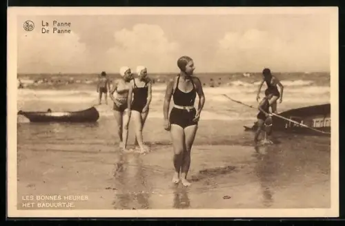 AK La Panne, Les Bonnes Heures, Frauen im Badeanzug