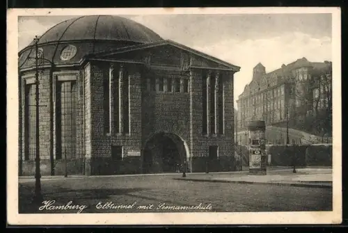 AK Hamburg-St. Pauli, Elbtunnel mit Seemannschule