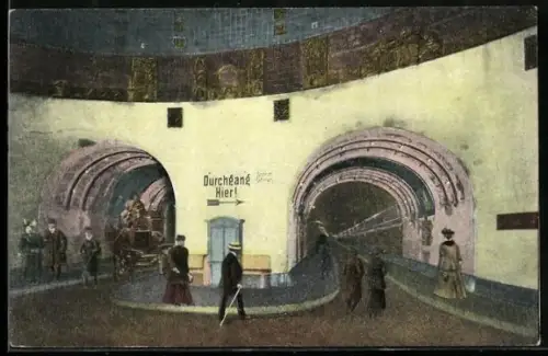 AK Hamburg-St. Pauli, Elbtunnel, Innenansicht