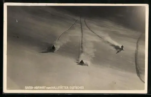 AK Abfahrt vom Hallstätter Gletscher, Skisport