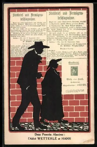 Künstler-AK Hansi: Deux Proscrits Alsaciens, L`Abbé wetterlé