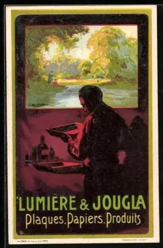 Künstler-AK Lumiere & Jougla, Reklame für Fotografiezubehör