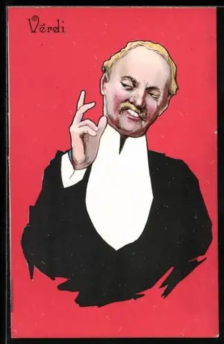 Künstler-AK Besucher einer Oper von Verdi