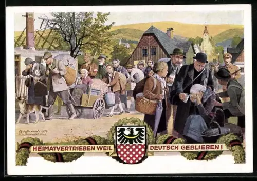 Künstler-AK Richard Assmann: Gedenken an die Zwangsaustreibung der Sudetendeutschen aus ihrer Heimat 1945-46