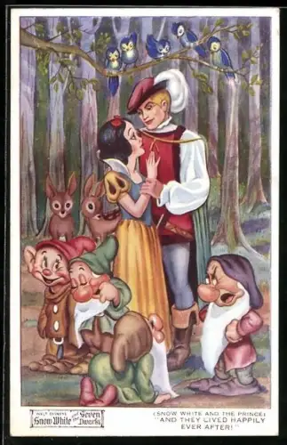 AK Walt Disney`s Snow White and the Seven Dwarfs, Schnweewittchen und der Prinz, Filmszene