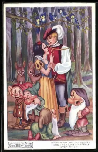 AK Walt Disney`s Snow White and the Seven Dwarfs, Schnweewittchen und der Prinz, Filmszene