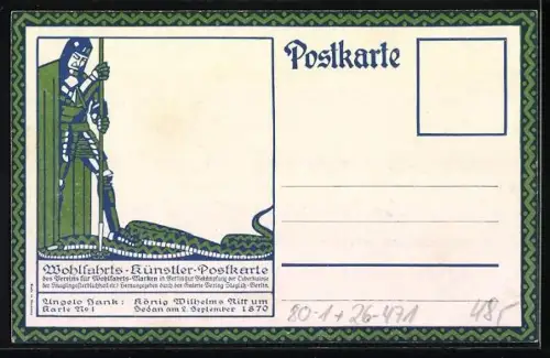 Künstler-AK Angelo Jank: König Wilhelm`s Ritt um Sedan am 2.9.1870, Autograph