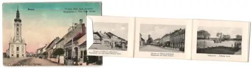 Leporello-AK Moson, Hauptgasse und Röm. kath. Kirche