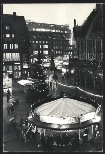 AK Bremen, Weihnachtsmarkt vor dem Rathaus