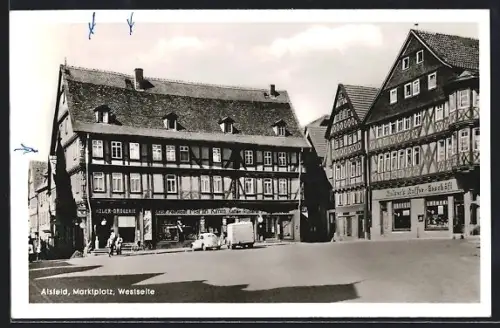 AK Alsfeld, Marktplatz, Westseite mit Kaisers Kaffee Geschäft