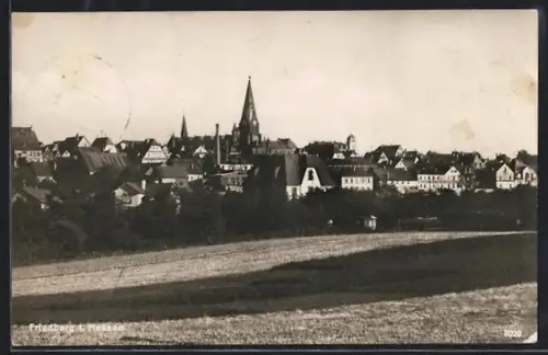 AK Friedberg i. Hessen, Ortsansicht mit Kirche