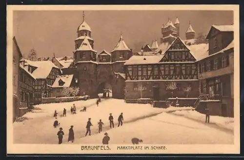 AK Braunfels, Marktplatz im Schnee
