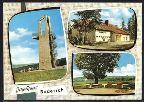 AK Bodesruh über Bebra, Gasthof Jagdhaus Bodesruh, Inh. Herbert Mohr, Zonengrenze