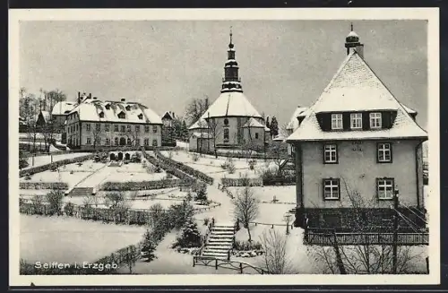AK Seiffen i. Erzgeb., Ortsansicht im Schnee