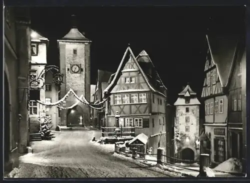 AK Rothenburg ob der Tauber, Plönlein im Winter