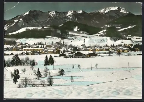 AK Inzell /Obb., Blick zum Hochfelln, Winterlandschaft