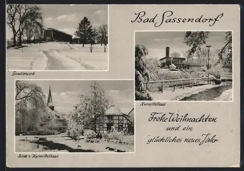 AK Bad Sassendorf /Soest, Gradierwerk, Kurmittelhaus, Blick vom Kurmittelhaus