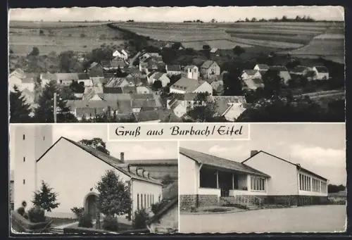 AK Burbach /Eifel, Ortsansicht, Kirche, Schule
