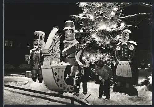 AK Olbernhau /Erzgeb., Markt zur Weihnachtszeit